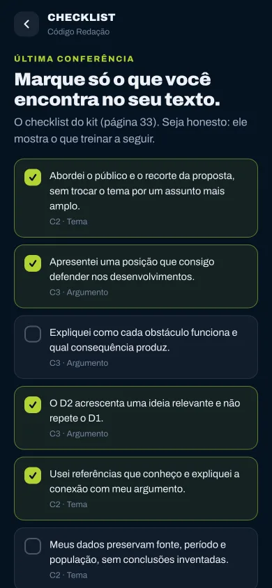 Checklist do método por competência