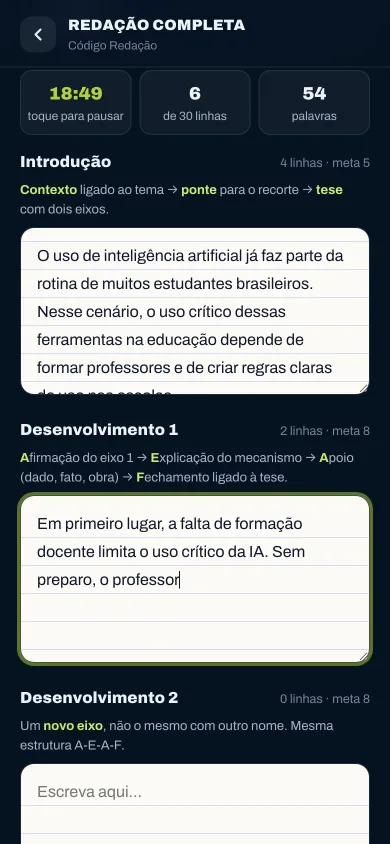 App de Treino: redação com cronômetro